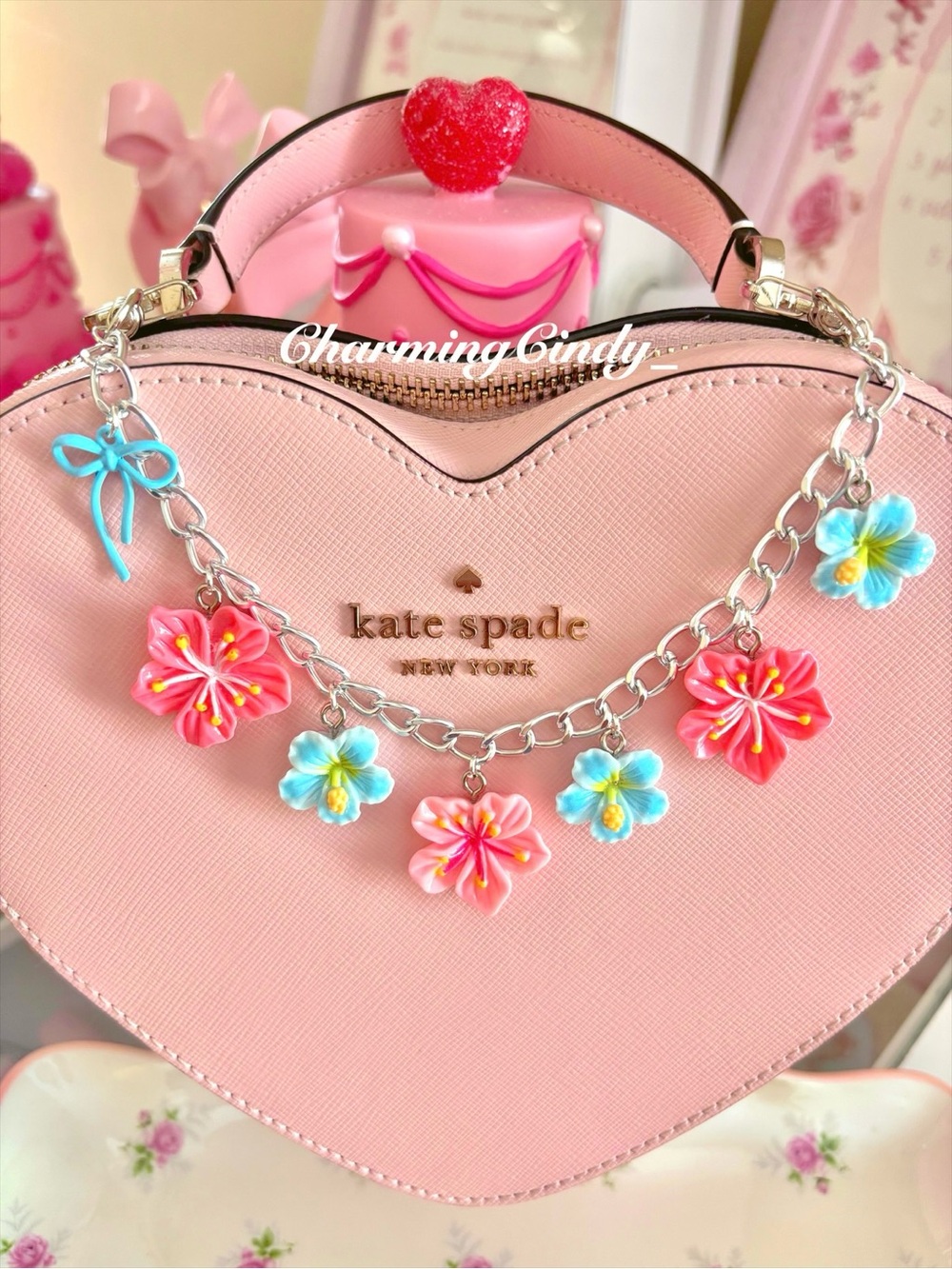 Floral purse charm.